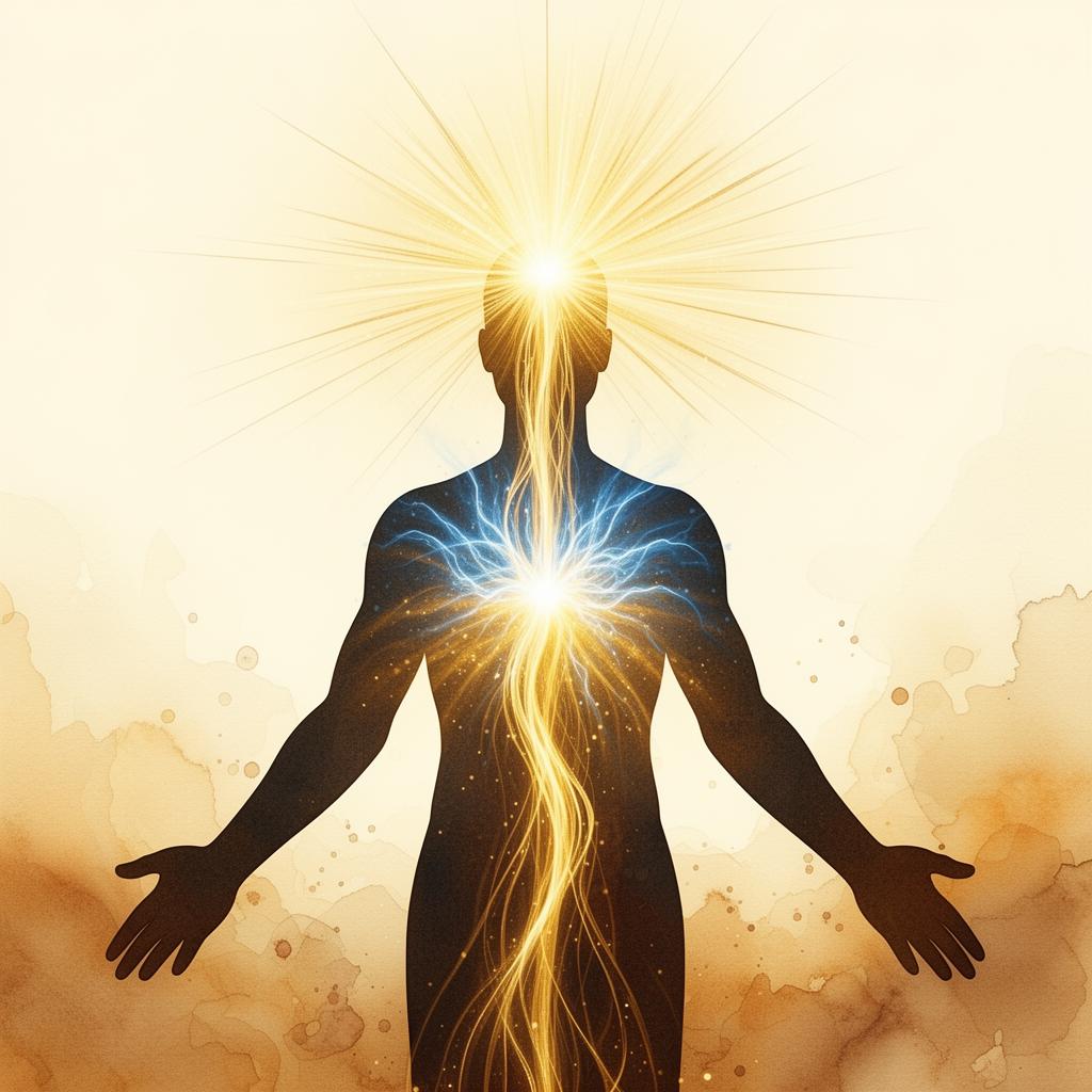 Golden light flowing from head to heart — clearing the channel from narcissism to service