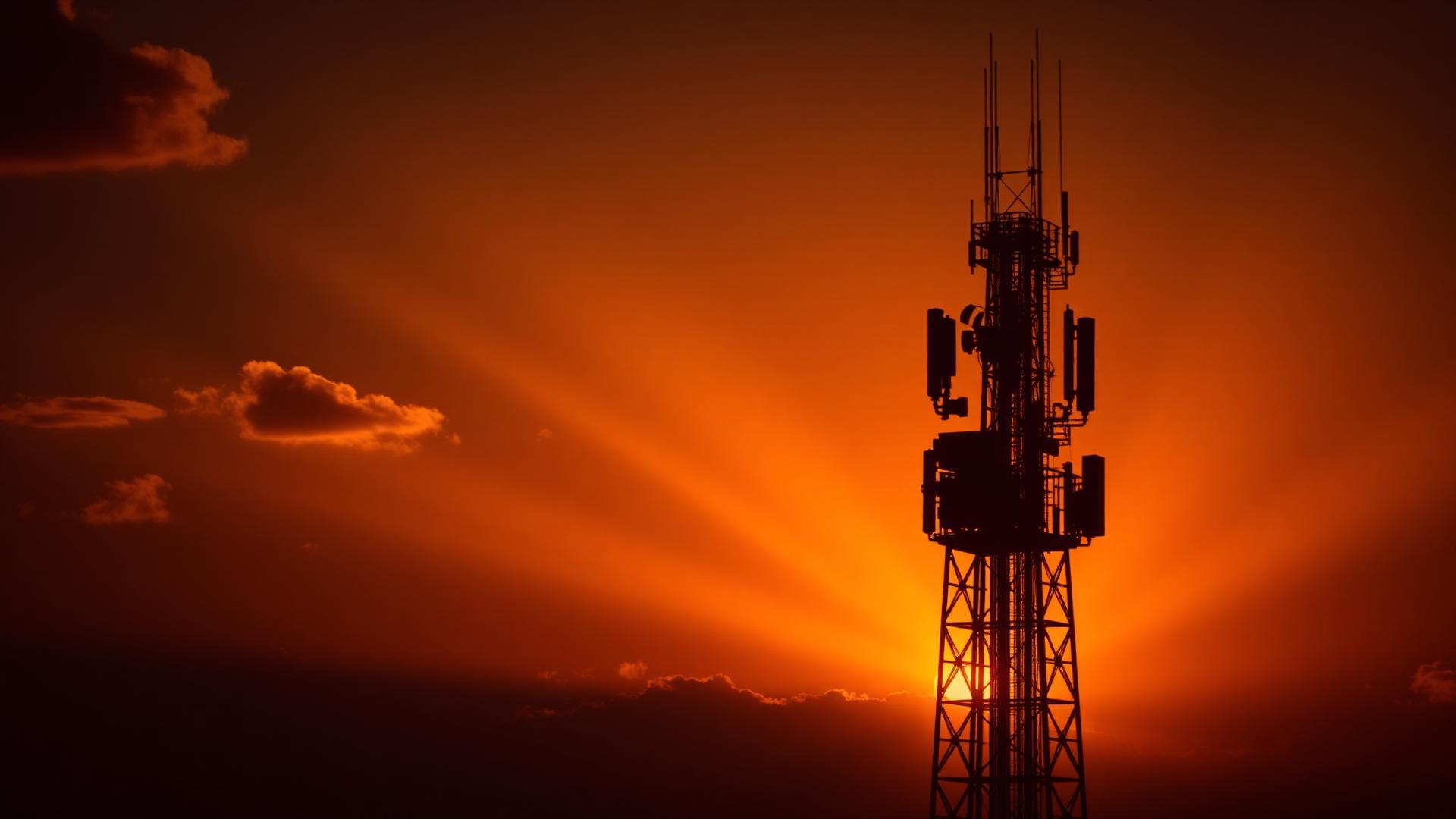 Broadcasting tower at sunset